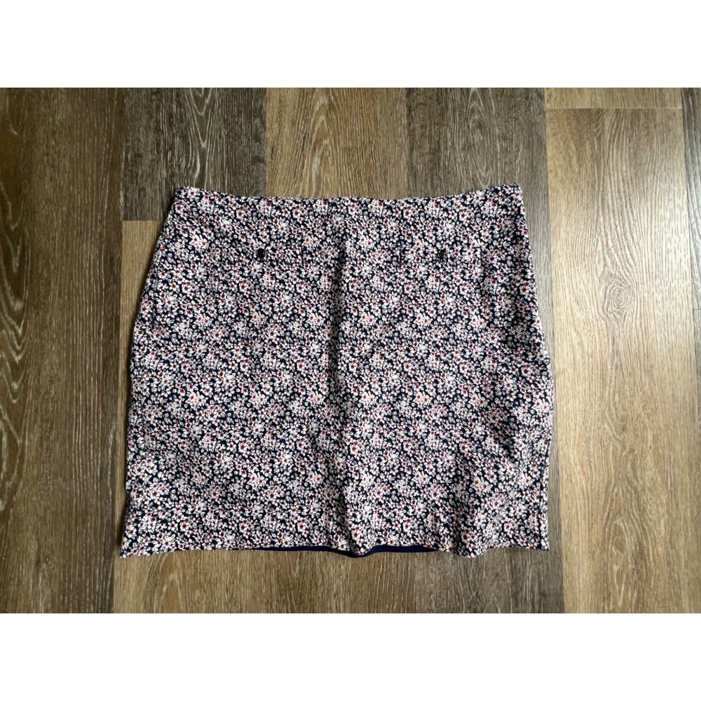 Banana Republic Mini Skirt Womens 12 Navy Blue Floral Print Ditsy Lined Straight
